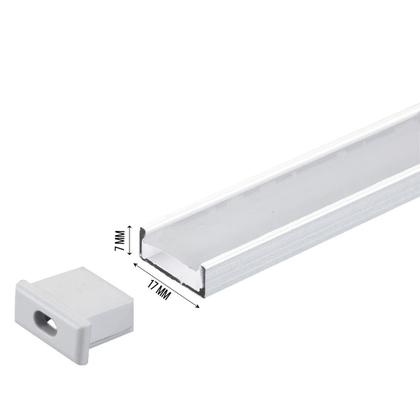 Imagem de Perfil Sobrepor Slim Alumínio 17x7mm Para Fita LED 1 Metro
