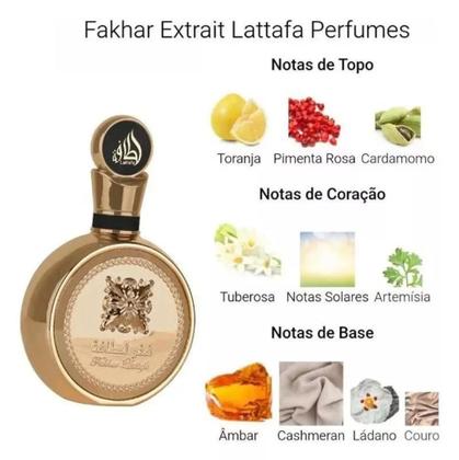 Imagem de Perfume Árabe 100% Original Feminino Lattafa Fakhar Gold Eau de Parfum EDP 100ml