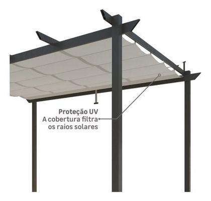 Imagem de Pergolado Retrátil Alumínio E Poliester Tenda 4x2.8m - Malta