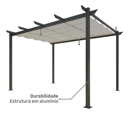 Imagem de Pergolado Retrátil Alumínio E Poliester Tenda 4x2.8m - Malta