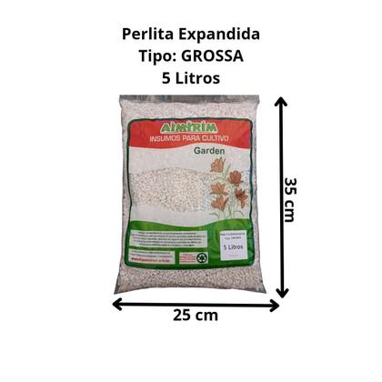 Imagem de Perlita Expandida Grossa 5 Litros substrato drenagem plantas geral cactos suculentas