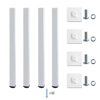 Imagem de Pernas de mesa de metal ajustáveis QLLY 76 cm brancas, conjunto de 4