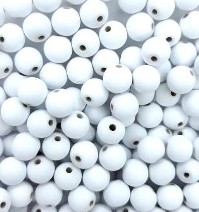 Imagem de Perola Emborrachada 8mm Com Furo Cor Branco Para Artesanato