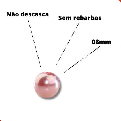 Imagem de Perola Inteira Com Furo Irisada 08mm Em Abs Com 250Gr