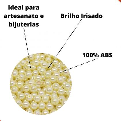Imagem de Perola Inteira Com Furo Irisada 08mm Em Abs Com 250Gr