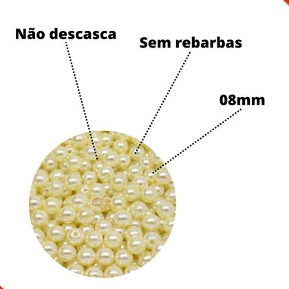 Imagem de Perola Inteira Com Furo Irisada 08mm Em Abs Com 250Gr