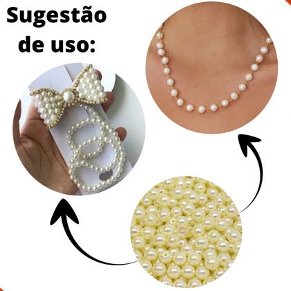 Imagem de Perola Inteira Com Furo Irisada 08mm Em Abs Com 250Gr