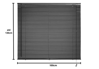 Persiana horizontal 100cm x 130cm pvc plastica preta primafer Imagem de Persiana horizontal 100cm x 130cm pvc plastica preta primafer