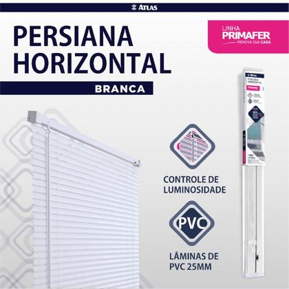 Imagem de Persiana Horizontal Atlas 120X160 cm Branca PVC - Primafer