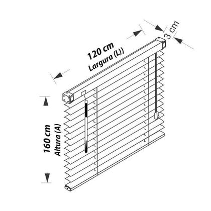 Imagem de Persiana Horizontal PVC Bege 120 (L) x 160 (A) Cortina Completa C/ Kit de instalação 1,20 x 1,60
