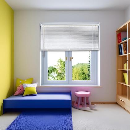 Imagem de Persiana Horizontal PVC Block 25mm Branca 140 (L) x 160 (A) Cm Lâminas Flexíveis Com Alta Cobertura