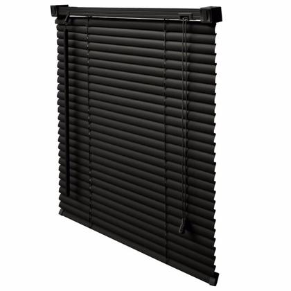Imagem de Persiana Horizontal PVC Preta 120 (L) x 160 (A) Lâminas Resistentes Flexíveis C/ Kit de Instalação