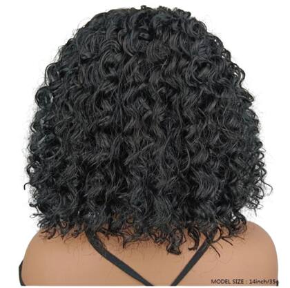 Imagem de Peruca Afro Cacheado Sem Franja Preta Fibra Premiun