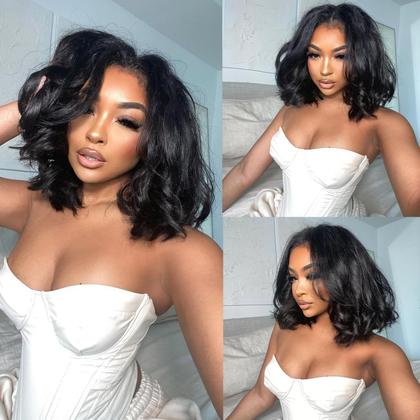 Imagem de Peruca Bob de Cabelo Humano 13x4 - Lace Frontal Body Wave 180% de Densidade - Pré-Desfiade