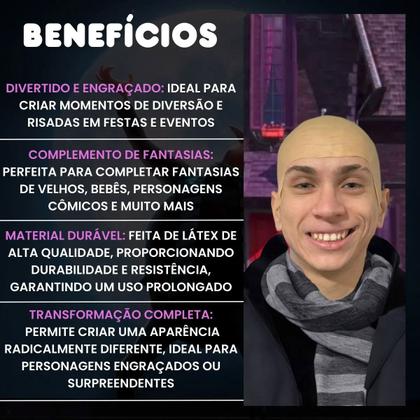 Imagem de Peruca Cabeça Careca Látex Festas Cosplay