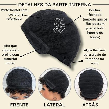 Imagem de Peruca cabelo 100% humano castanho escuro cacheada afro 4a