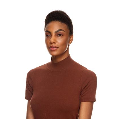 Imagem de Peruca Cabelo Natural Cacheado 20cm Textura Kinky De Benguela 170g, Castanho Escuro