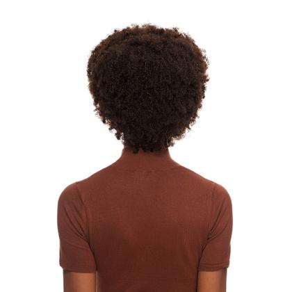 Imagem de Peruca Cabelo Natural Cacheado 20cm Textura Kinky De Benguela 170g, Castanho Escuro