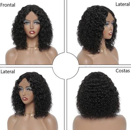 Imagem de Peruca Cacheada Curta Afro Sem Franja 50cm Preta