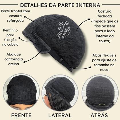 Imagem de Peruca cacheada ondulada preto natural 55cm organica cor 2