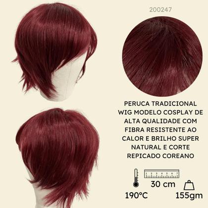 Imagem de Peruca Curta Arrepiada Franja Cosplay Repicada Vermelha Wig