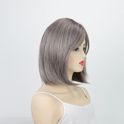 Imagem de Peruca curta Bob Grey Ombre 30cm de cabelo sintético para mulheres
