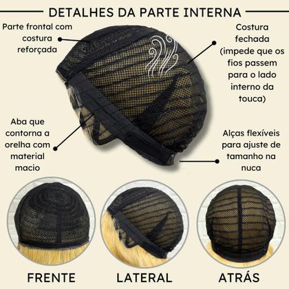 Imagem de Peruca curta c/ franja loira ombre ondulada long bob gold