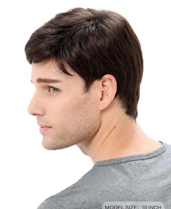 Imagem de Peruca Curta Masculina Fibra Bio Orgânica Semelhante Ao Humano Preta