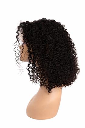 Imagem de Peruca de Cabelo Humano Cacheada 16 polegadas 40cm Castanho Médio Natural