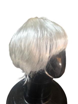 Imagem de Peruca de cabelo sintetica Branca curta unissex c/ touca