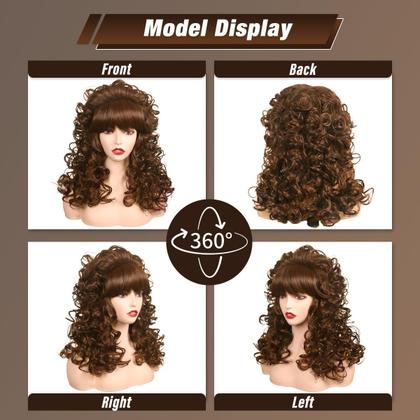 Imagem de Peruca FantaLook FantaLook 80s Long Curly Vintage Cosplay Brown