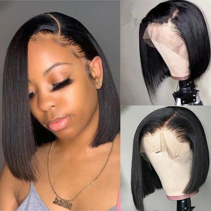 Imagem de Peruca Feminina de Cabelo Humano Brasileiro - Bob Reto com Lace Frontal - 180% de Densidade