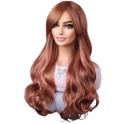 Imagem de Peruca Franja Lace Wig Ondulada 70cm Bio Fibra Varias Cores