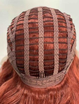 Imagem de Peruca front lace 13x2 80cm ruiva ondulada cacheada premium