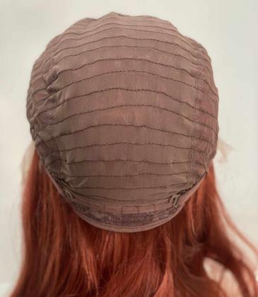 Imagem de Peruca front lace ruiva cobre 13x2 lisa 80cm fibra premium