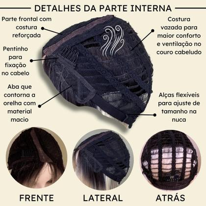 Imagem de Peruca Front Lace Wig Long Bob Orgânica Curta Bio Fibra