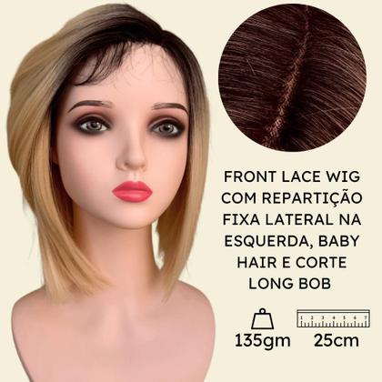Imagem de Peruca Front Lace Wig Long Bob Orgânica Curta Bio Fibra