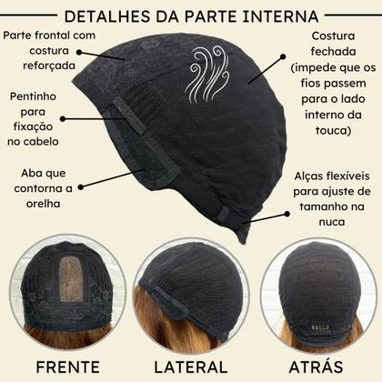 Imagem de Peruca humana curta bob franja 25cm loira mechas F2/10