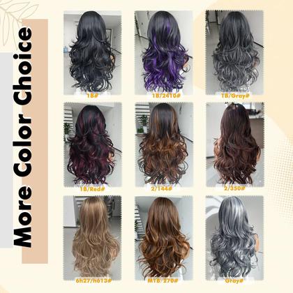 Imagem de Peruca Jolelyne preta ondulada em camadas com franja de cortina para mulheres