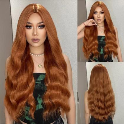Imagem de Peruca Lace Wig Fibra Futura Aspecto De Cabelo Natural Ruiva