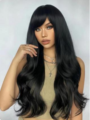 Imagem de Peruca Lace Wig Longa Ondulada Com Franja  - wig