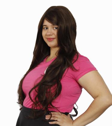 Imagem de Peruca Lace Wig Ondulada Franjão Chocolate 8 Fibra Futura