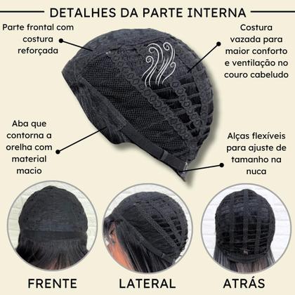 Imagem de Peruca lisa ombre hair preto franja roxo lilás cosplay 40cm