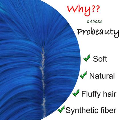 Imagem de Peruca Longa Body Wave Ombre Azul Probeauty - Com Coroa de Flores