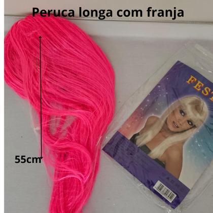 Imagem de Peruca longa cabelo lisa cosplay festa 55cm pink