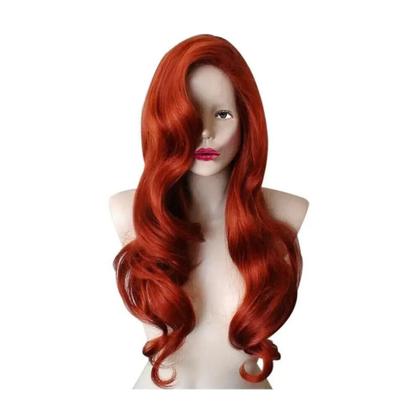 Imagem de Peruca Longa Cacheada Vermelha De Cobre Para Cosplay Feminino Estilo Jessica Rabbit Cabelo Ondulado