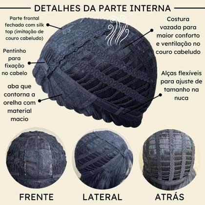 Imagem de Peruca longa ondulada com franja wig fibra premium 65cm