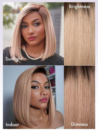 Imagem de Peruca LUVME HAIR Bob 100% cabelo humano, renda frontal, 12 polegadas, loira acinzentada