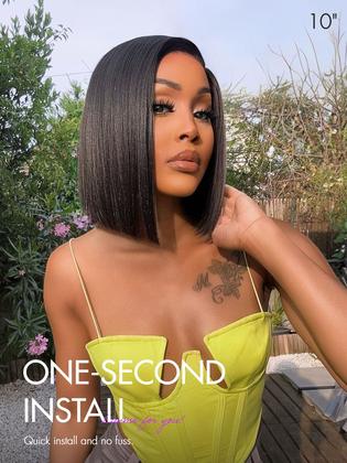 Imagem de Peruca LUVME HAIR Bob 100% cabelo humano, renda frontal, 35 cm, 200% de densidade