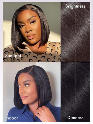 Imagem de Peruca LUVME HAIR Bob 100% cabelo humano, renda frontal, 35 cm, 200% de densidade